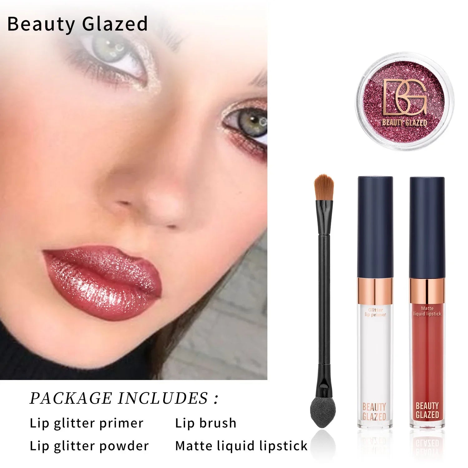 Sexy GLAZED Glitter Lip Gloss Set
