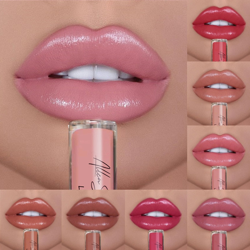 Nude Creamy Semi Lipgloss Waterproof Long Lasting Moist Lip Gloss Plumper Liquid Lipstick Lips Tattoo Makeup Lip Tint Lip Gloss