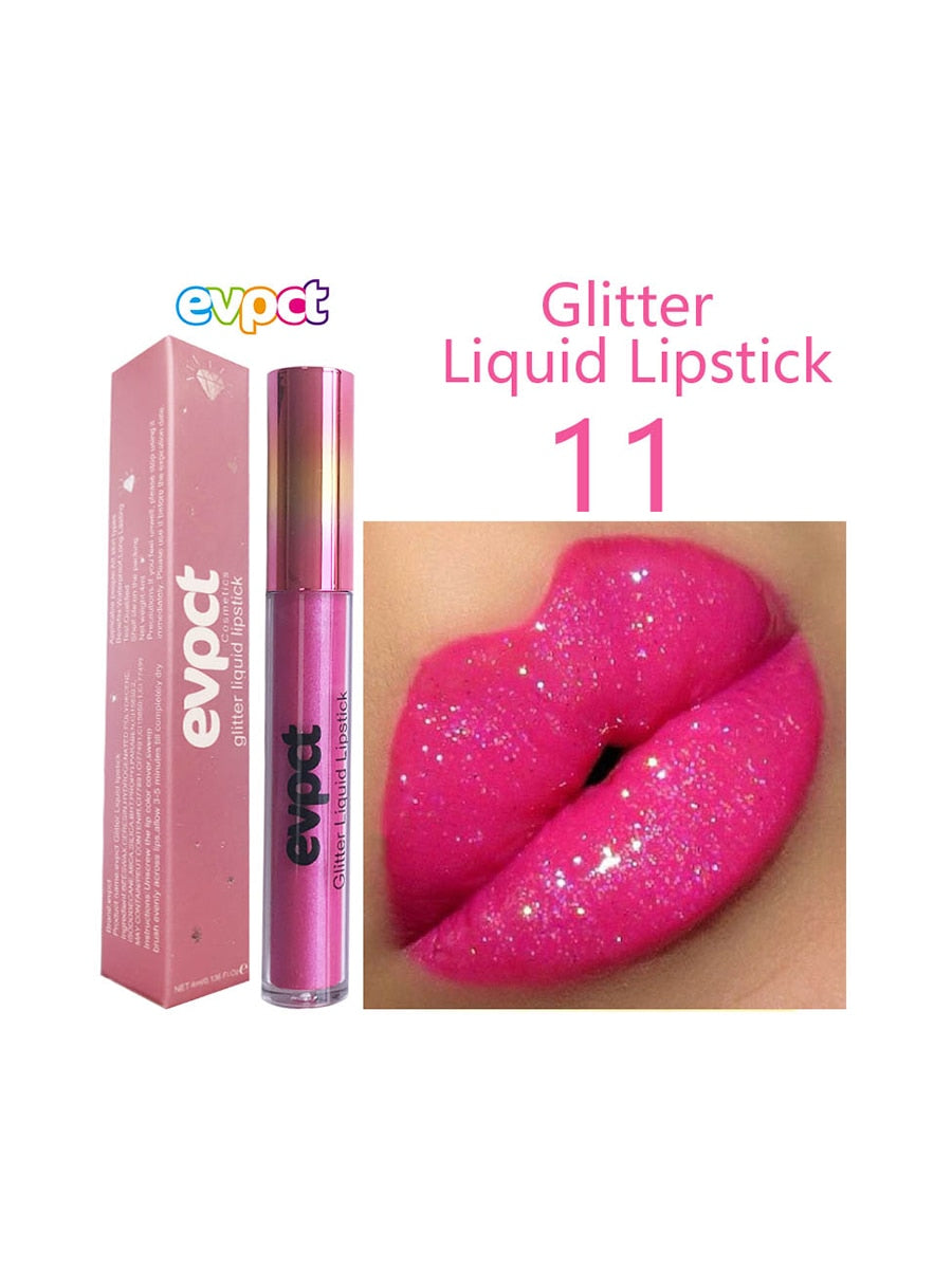 Waterproof Diamond Shimmer Glitter Lip Gloss 18 Colors Matte Glitter Liquid Lipstick Diamond Pearl Colour Lip Gloss Sexy Make Up