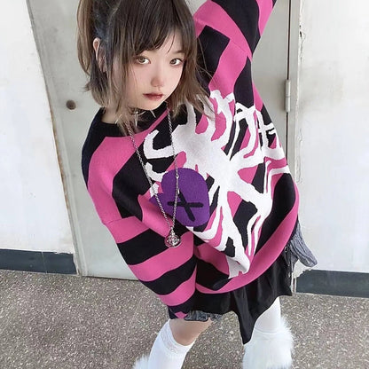 Secrets' Pink Skeleton Oversized Heart Shape Sweater