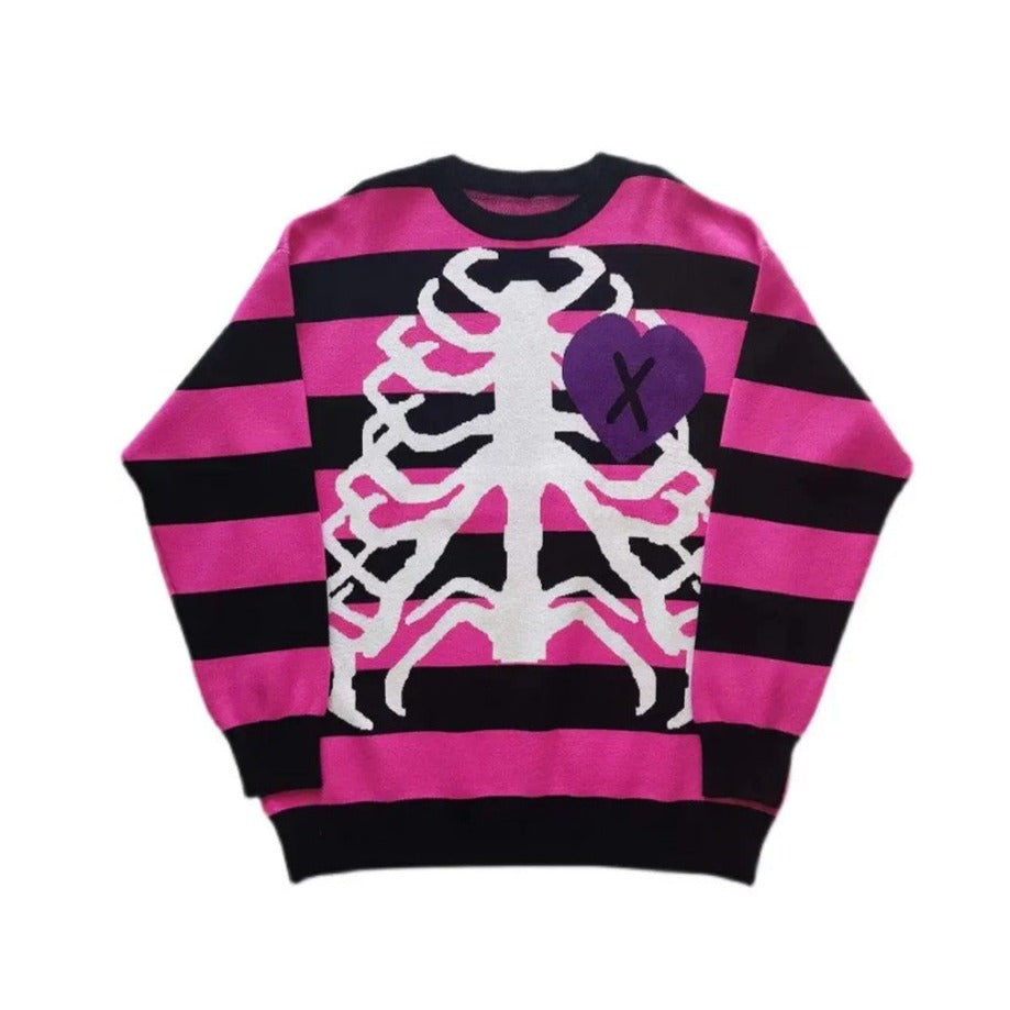 Secrets' Pink Skeleton Oversized Heart Shape Sweater