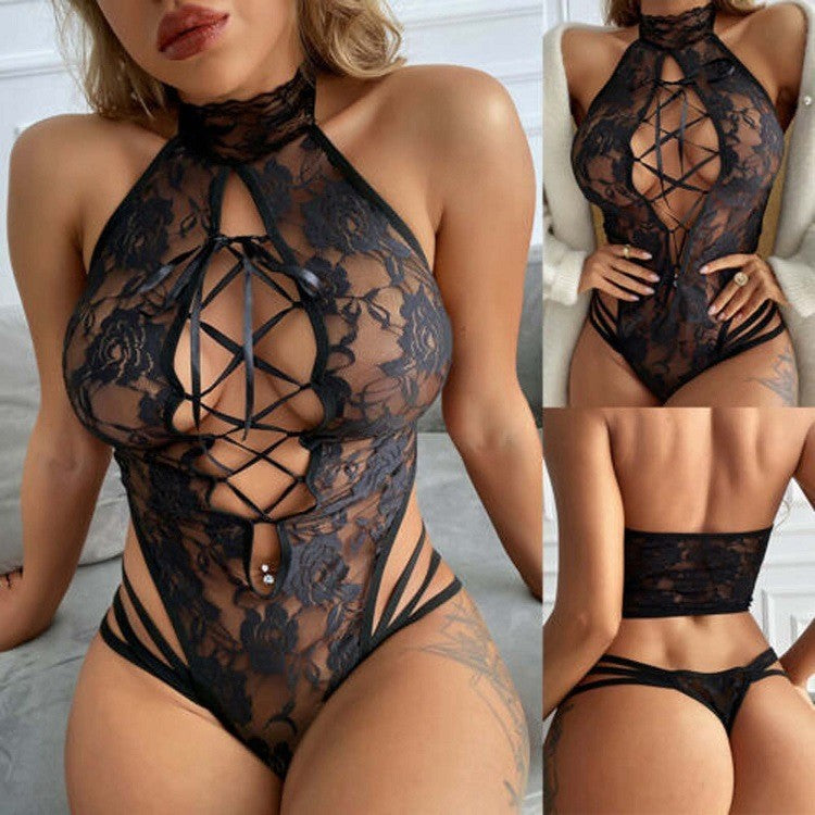 Bodysuits Sexy Lingerie Lace Hollow Bandage Perspective Cat Girl Siamese