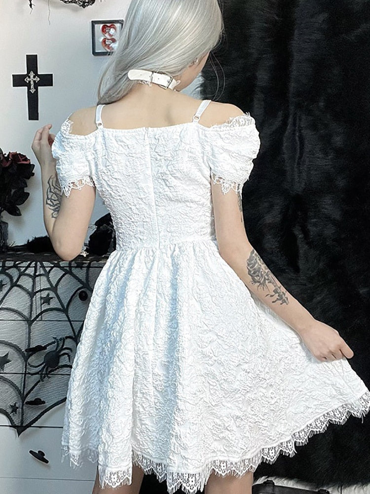 Gothic Mesh See Through Sensual A-line Dresses Lolita Cute Women Dress