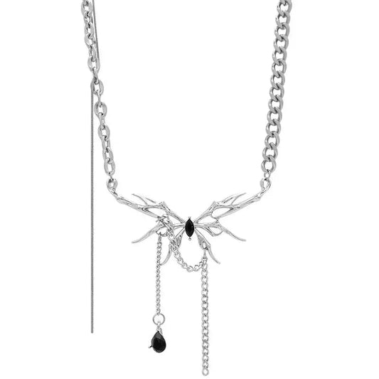 Spiderfly' Dark Titinium Butterfly Spider Necklace 