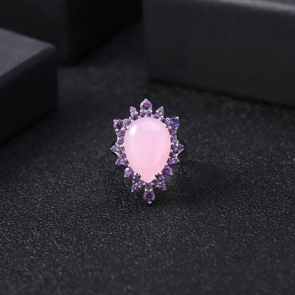 Sterling Silver Pink Calcedony Luxury Ring