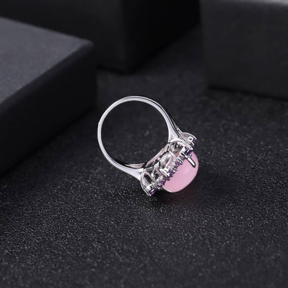 Sterling Silver Pink Calcedony Luxury Ring