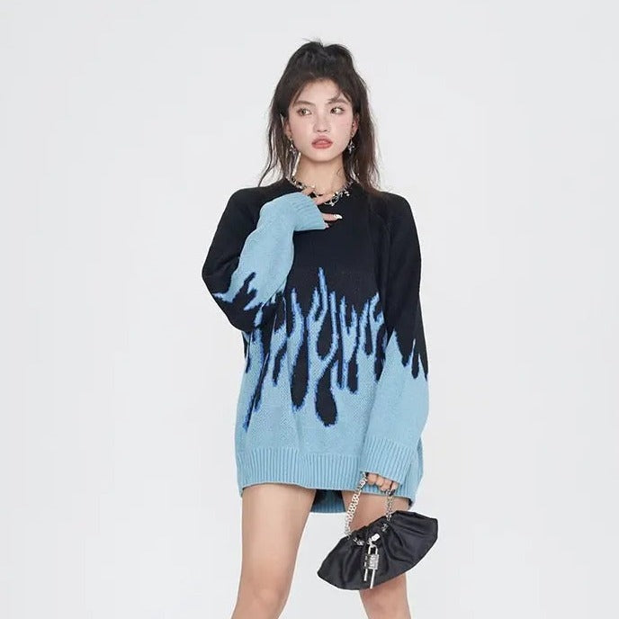 Twin Flame' Oversized Flaming Sweaters