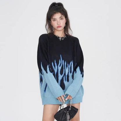 Twin Flame' Oversized Flaming Sweaters
