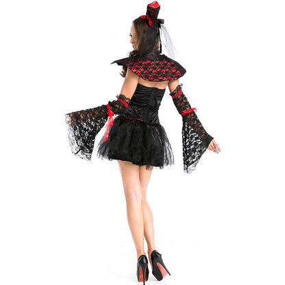 Women Sexy Vampire Black Cosplay Costume Dress For Halloween Party Performance
