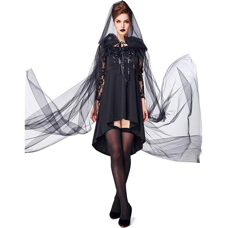 Women Vampire Black Cosplay Costume Dress For Halloween Party Performance
