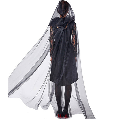 Women Vampire Black Cosplay Costume Dress For Halloween Party Performance