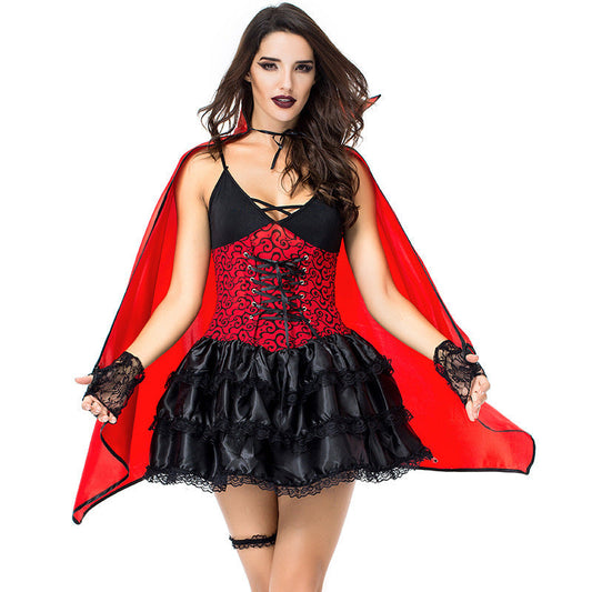Women Vampire Queen Cosplay Costume Dress For Halloween Party Performance