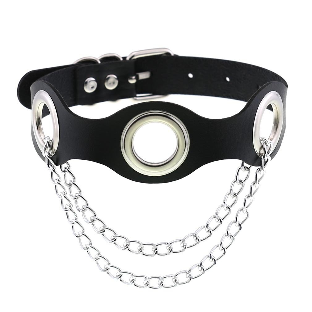 Aesthetic PU Leather Choker Collar For Women / Female Bondage Neckwear In Punk Fashion