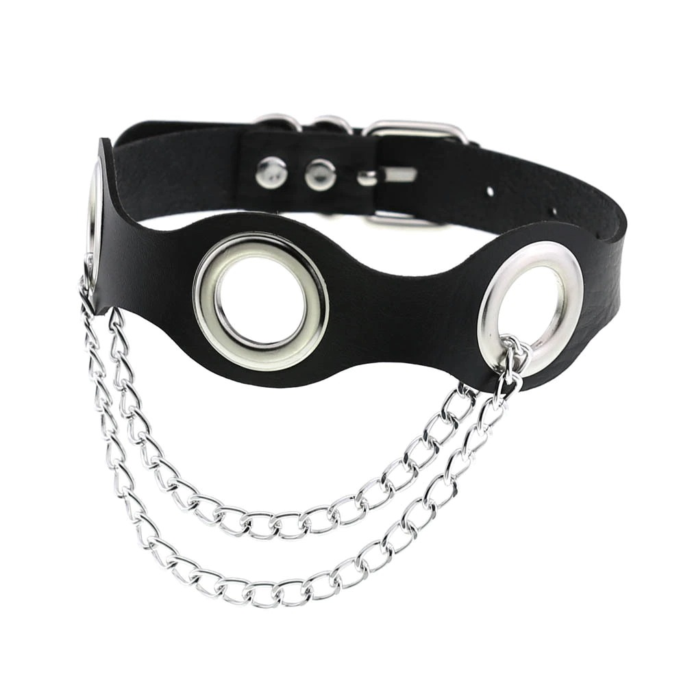 Aesthetic PU Leather Choker Collar For Women / Female Bondage Neckwear In Punk Fashion