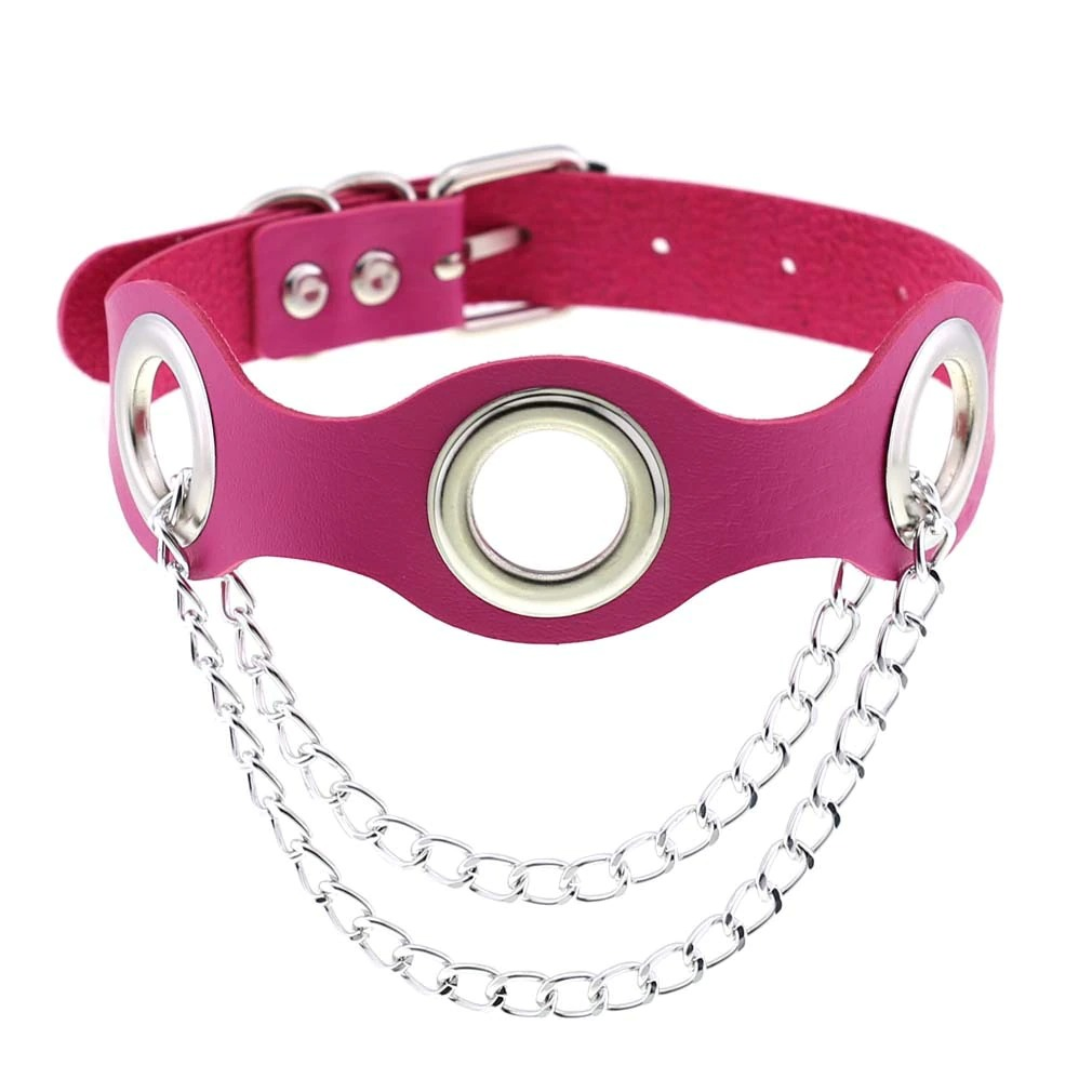 Aesthetic PU Leather Choker Collar For Women / Female Bondage Neckwear In Punk Fashion