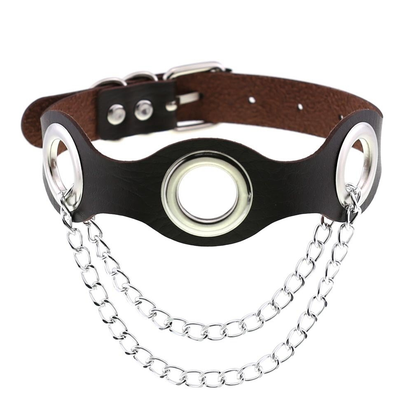 Aesthetic PU Leather Choker Collar For Women / Female Bondage Neckwear In Punk Fashion