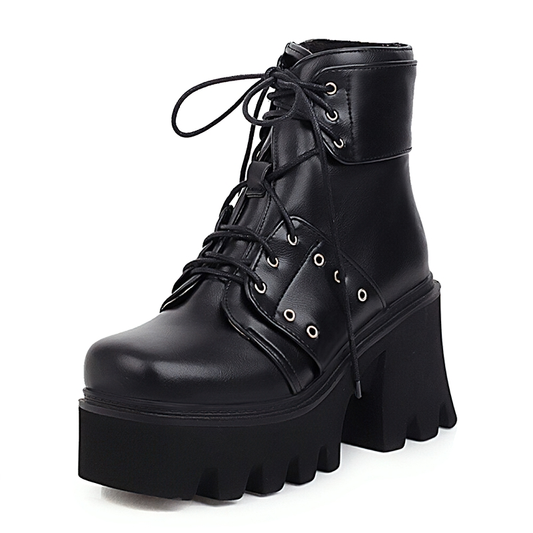 Ankle Boots For Women Of Chunky Heel And Square Toe / Casual PU Footwear