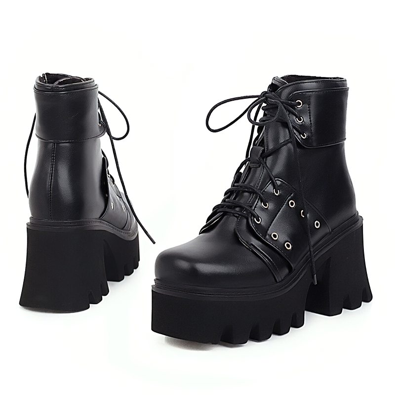 Ankle Boots For Women Of Chunky Heel And Square Toe / Casual PU Footwear