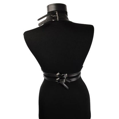 Black Bdsm Garter Belt for Women / PU Leather Body Harness / Fetish Ladies Body Suspenders