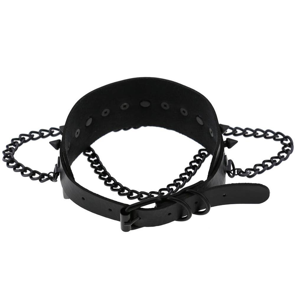 Black Spike Collar Neckwear / Gothic Style Vegan Leather Choker / Spiked Accessories