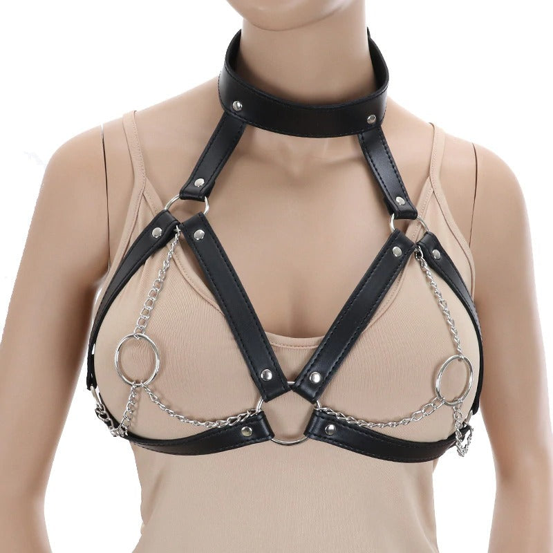 Breast Bondage Harness Belt / Sexy Women Collar Bra Accessory/  Fetish Body Harness