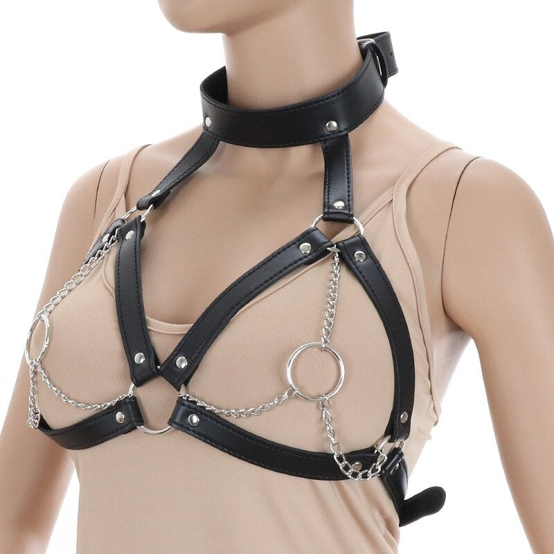 Breast Bondage Harness Belt / Sexy Women Collar Bra Accessory/  Fetish Body Harness