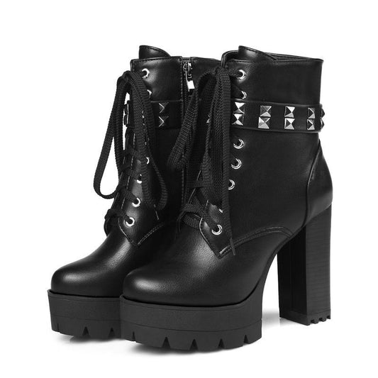 Cool Motorcycle Women's Boots / High Heels Winter Warm Boots in Rock Style