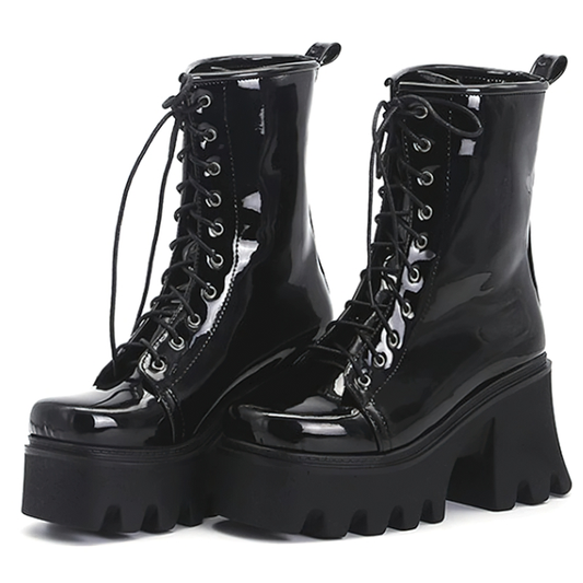 Cool Street Gothic Boots Of Lace Up For Women / Casual Footwear Of Platform And Thick Heel