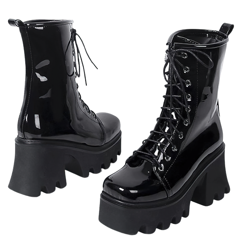 Cool Street Gothic Boots Of Lace Up For Women / Casual Footwear Of Platform And Thick Heel