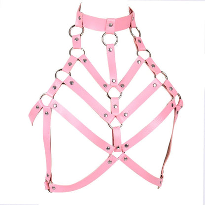 Cupless Women PU Leather Body Harness / Hollow Out Bondage Garter Belt / Halloween Rave Outfits #3