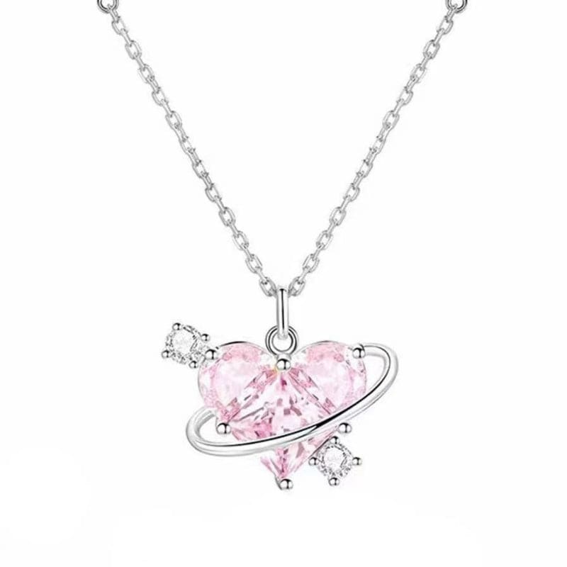Cute Saturn Heart Necklace ON1242 