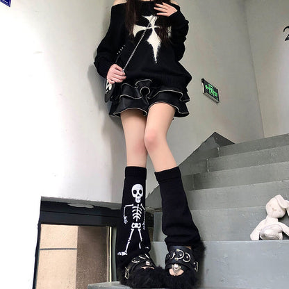 Skeleton punk leg warmers c0125