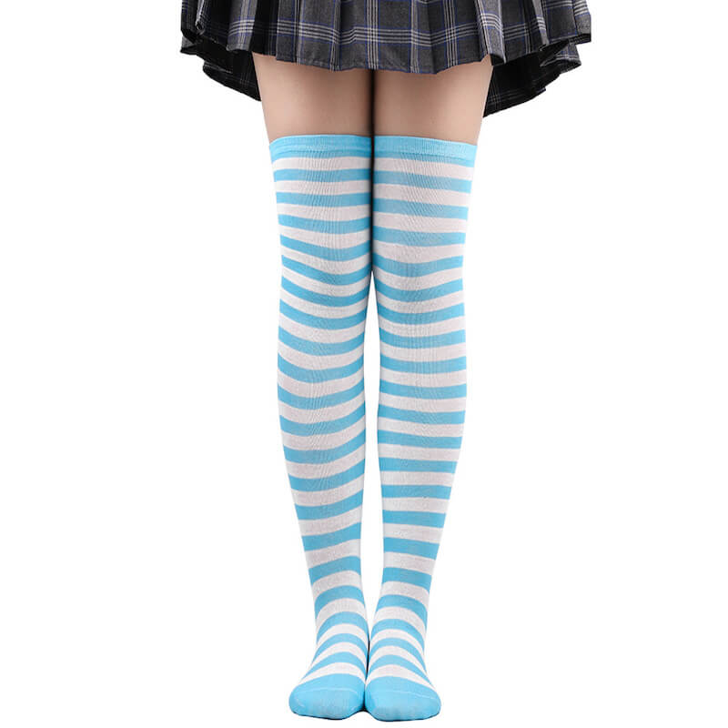 Pastel candy stripes cosplay stockings c0015