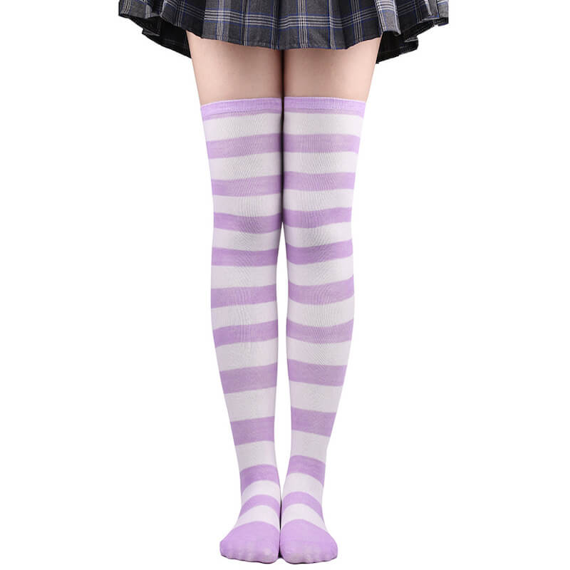 Pastel candy stripes cosplay stockings c0015