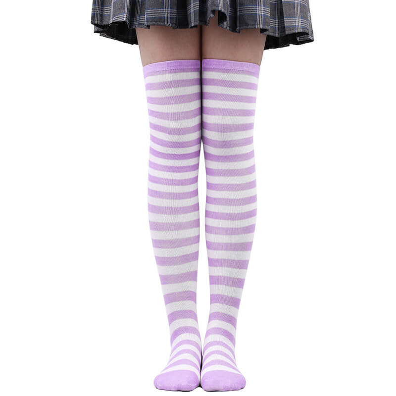 Pastel candy stripes cosplay stockings c0015