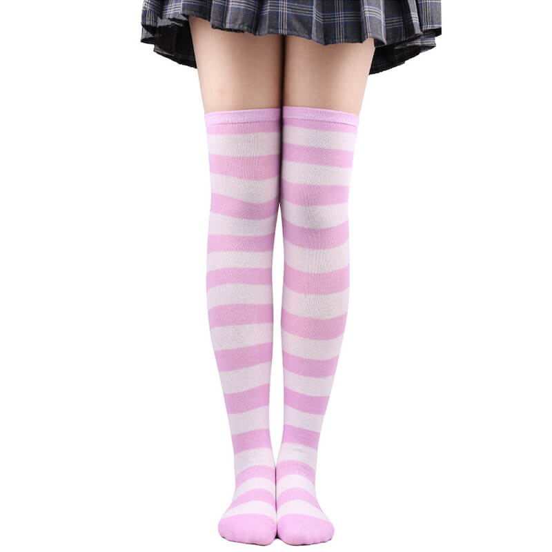 Pastel candy stripes cosplay stockings c0015