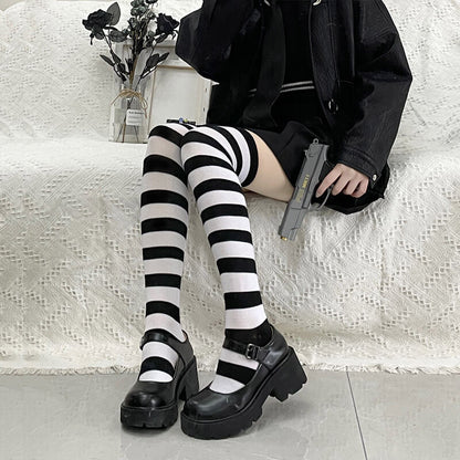 Pastel candy stripes cosplay stockings c0015