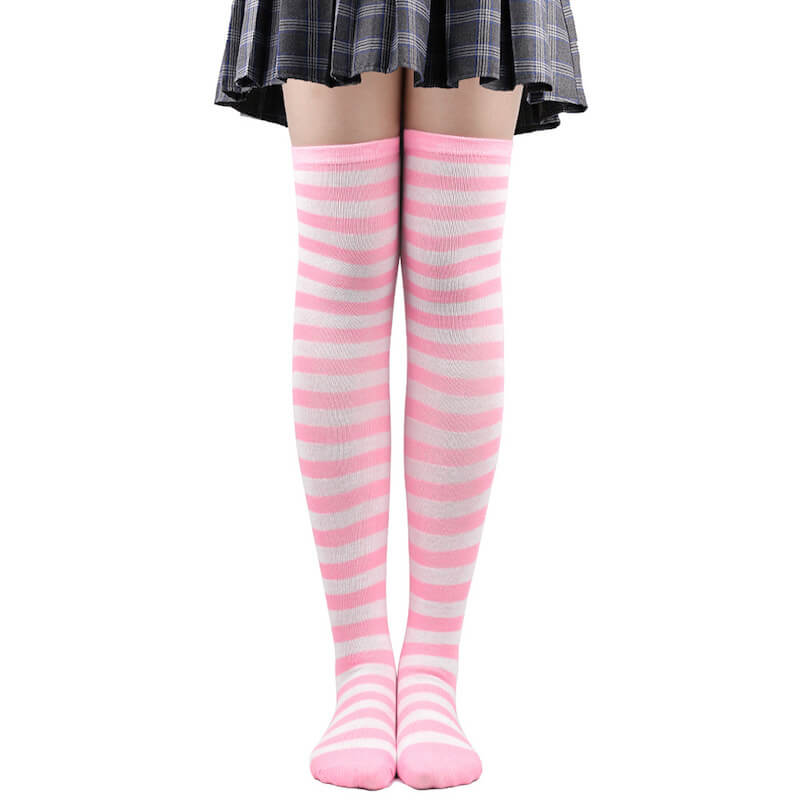 Pastel candy stripes cosplay stockings c0015