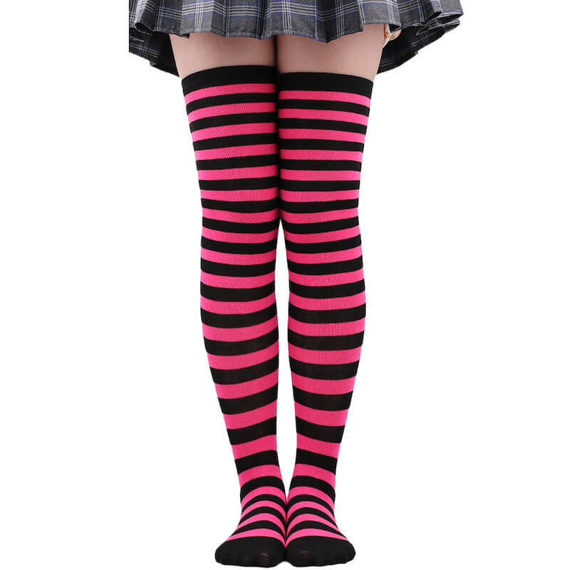 Pastel candy stripes cosplay stockings c0015