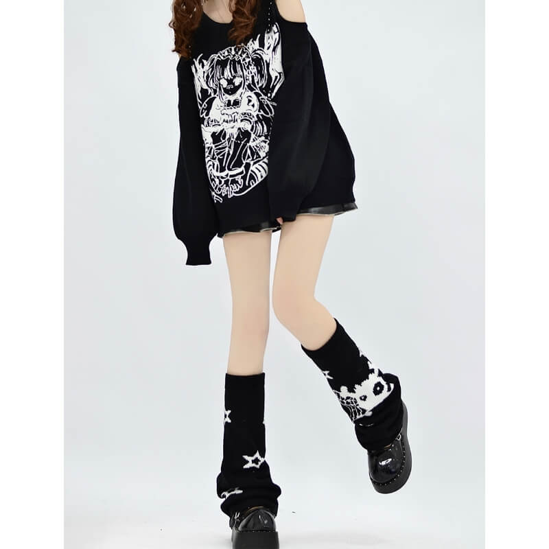 AB asymmetry y2k stars skull leg warmer c0159