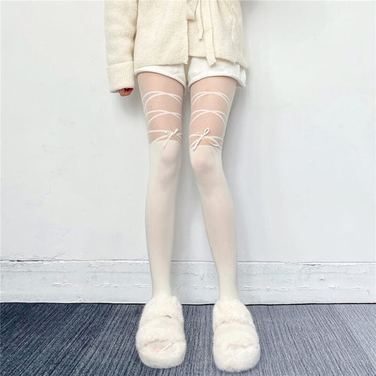 Aesthetic ribbon bow tights c0003