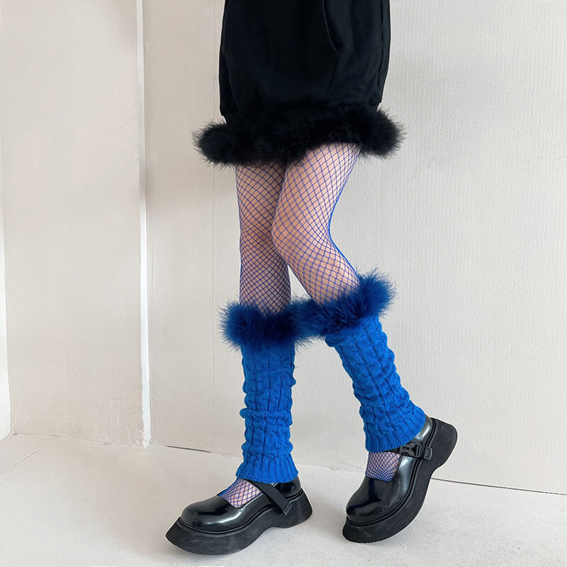 Aesthetic y2k fluffy leg warmers c0192