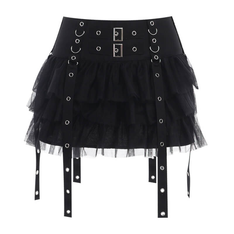 Alt buckles layered skirt