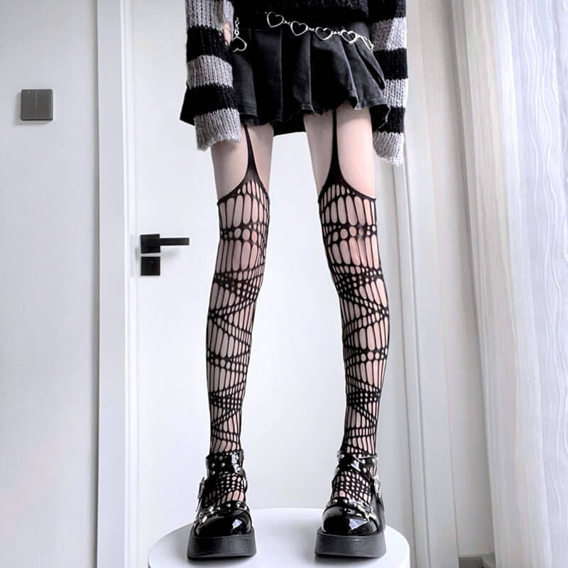 Alternative street fashion spider web fishnet tights c0042