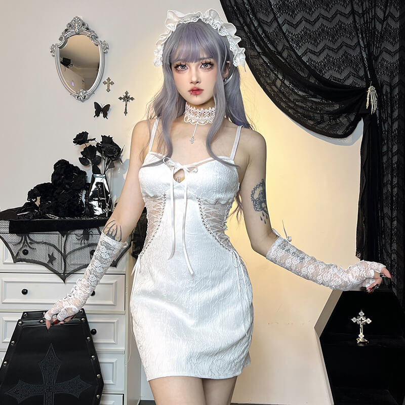 Angel white suspender dress