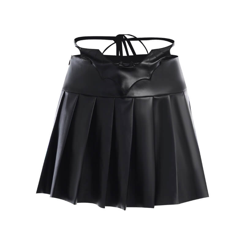 Batwing leather skirt