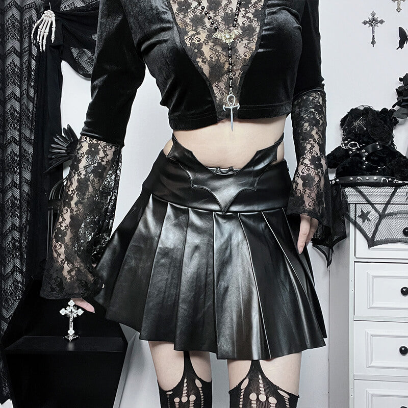 Batwing leather skirt