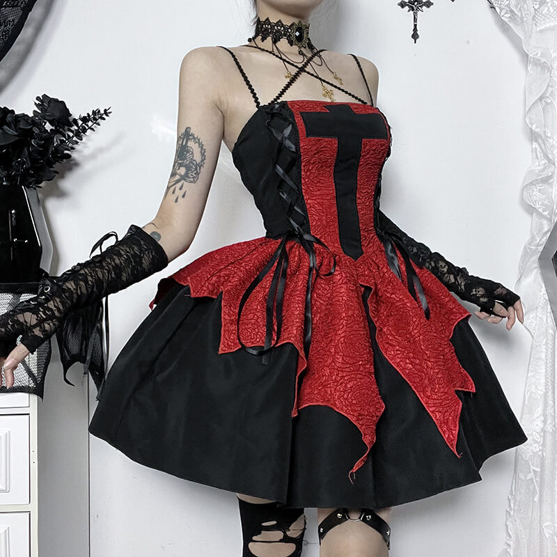 Black red lolita dress Goth dress