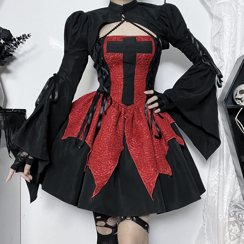 Black red lolita dress Goth dress