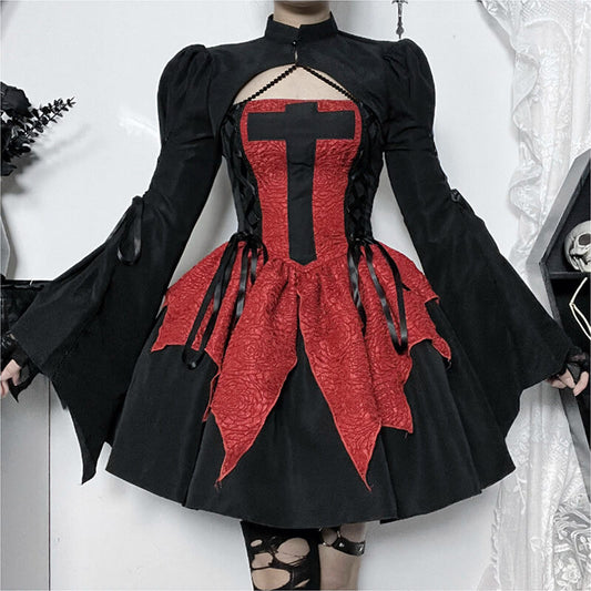 Black red lolita dress Goth dress